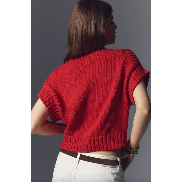 Anthropologie Maeve Pippa Mock-Neck Sweater Tee Sweet Heart Sz Small - Picture 2 of 7